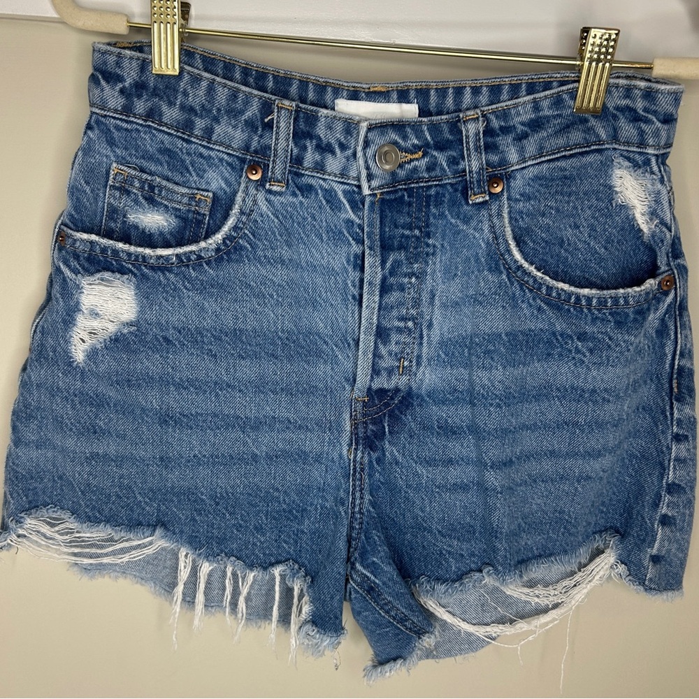 Distressed Blue Denim Women Shorts